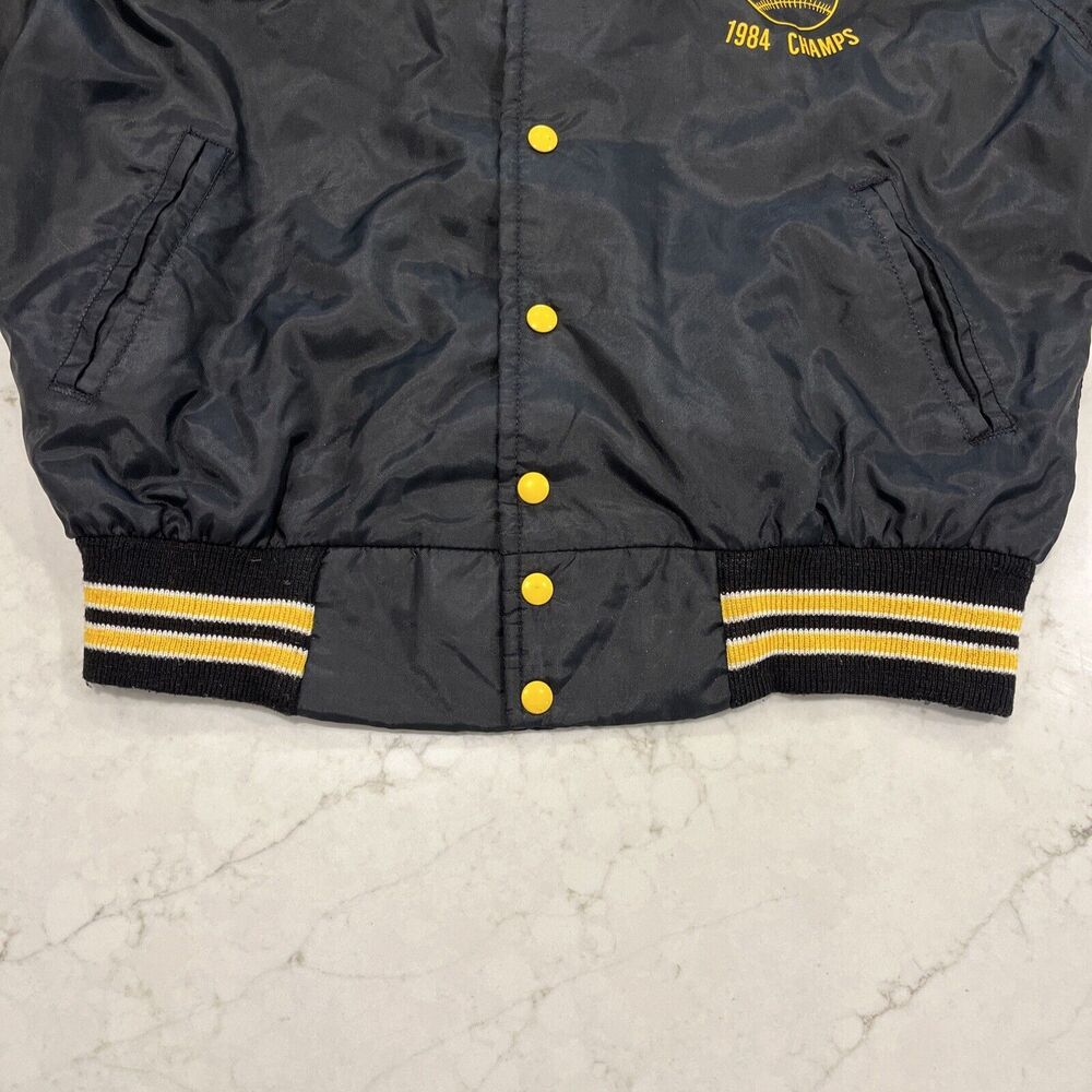 West Wind Large Vintage Nylon Stripe Collar Snap Bomber Jacket 80s Champs USA - Picture 6 of 14
